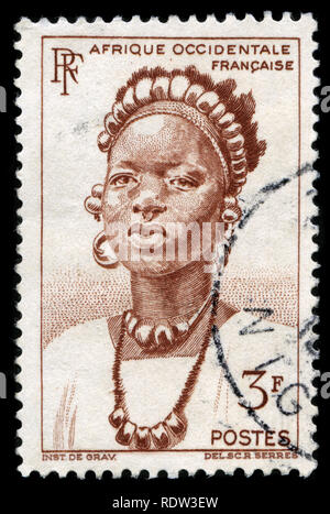 Timbre-poste de l'Afrique occidentale française publié en 1947 Banque D'Images