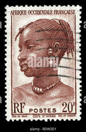 Timbre-poste de l'Afrique occidentale française publié en 1947 Banque D'Images