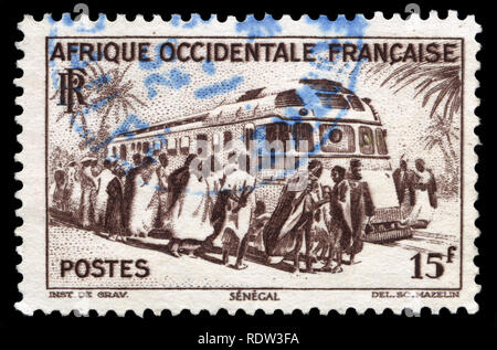 Timbre-poste de l'Afrique occidentale française dans l'Afrique de l'Ouest série émise en 1947 Banque D'Images