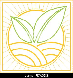 2 feuilles vertes émergent du sol, géométrique et abstrait illustration Illustration de Vecteur