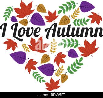 Citation d'automne et de dire, j'aime l'automne bon pour imprimer Illustration de Vecteur