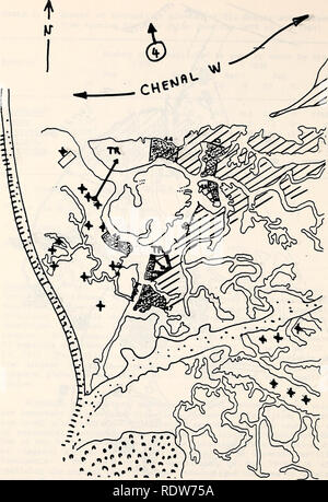 . Étude écologique de la marée noire de l'Amoco Cadiz : rapport de la NOAA-CNEXO Commission scientifique commune. Amoco Cadiz (navire) ; déversements de pétrole ; les déversements de pétrole. La figure 28. La carte de la zone d'étude sur le côté sud-est de pont à mentir Grande indiquant l'emplacement des plantations expérimentales (des zones pointillées). Carte de base par Monsieur Levasseur. 386. Veuillez noter que ces images sont extraites de la page numérisée des images qui peuvent avoir été retouchées numériquement pour plus de lisibilité - coloration et l'aspect de ces illustrations ne peut pas parfaitement ressembler à l'œuvre originale.. NOAA-CNEXO Commission scientifique commune. [Rockville, Md. ] : U. Banque D'Images