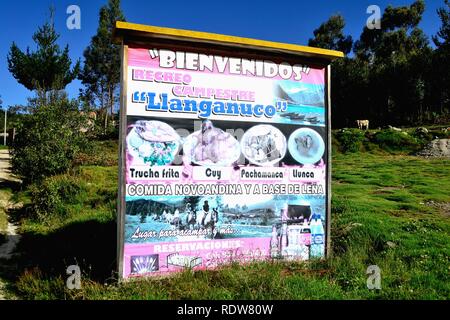 Restaurant traditionnel de Humacchuco - Parc National Huascaran. Département d'Ancash au Pérou. Banque D'Images