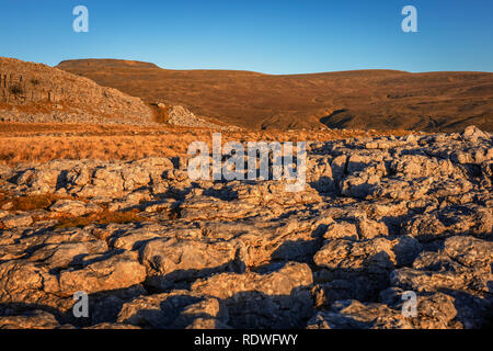 Ingleborough (723 m ou 2 372 pi) est la seconde plus haute montagne dans le Yorkshire Dales. C'est l'un des trois sommets du Yorkshire (les deux autres étant Pe. Banque D'Images