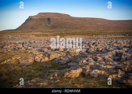 Ingleborough (723 m ou 2 372 pi) est la seconde plus haute montagne dans le Yorkshire Dales. C'est l'un des trois sommets du Yorkshire (les deux autres étant Pe. Banque D'Images