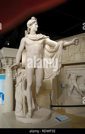 Apollo Belvedere, en plâtre de 1er ou 2e siècle copie en marbre romain dans la Cité du Vatican Banque D'Images