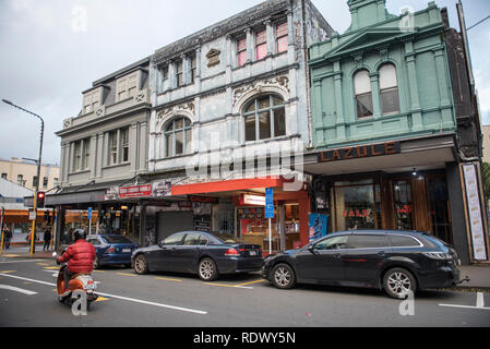 Scène de rue sur Cuba Street dans le centre-ville de Wellington sur l'île Nord de la Nouvelle-Zélande. Banque D'Images