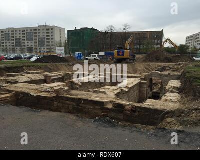 Archäologische Ausgrabungen Dresde Postplatz. Banque D'Images