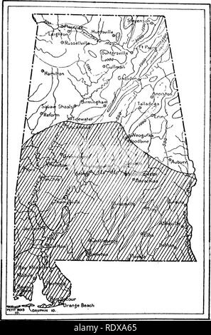 . [Collectés les réimpressions, 1902-1928. Les oiseaux, les rongeurs. Les pies-grièches 273. Fig. 20.-l'aire de reproduction de la pie-grièche migratrice (Lanius ludovicianus) ludoviciamis en Alabama.. Veuillez noter que ces images sont extraites de la page numérisée des images qui peuvent avoir été retouchées numériquement pour plus de lisibilité - coloration et l'aspect de ces illustrations ne peut pas parfaitement ressembler à l'œuvre originale.. Howell, Arthur Holmes, 1872-1940. s. l. , S. n Banque D'Images