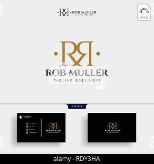 Lettre RM, R, m creative gold modèle logo illustration vectorielle avec carte d'affaires Illustration de Vecteur