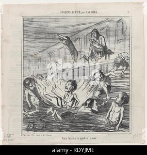 À la quatre cent baths, à partir de croquis, de 'Summer' publiée dans Le Charivari, le 12 août 1865 Banque D'Images