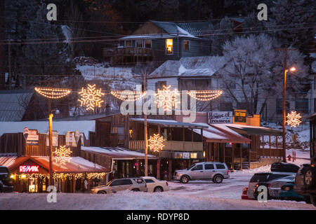 Maison de vacances soirée d'hiver de Cloudcroft, Nouveau Mexique Banque D'Images