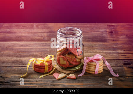 Pot de cookies, cadeau pour la Saint Valentin ou le jour de la mère Banque D'Images