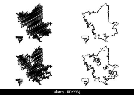 La ville de Fresno (États-Unis villes, United States of America, USA) site vector illustration, scribble sketch ville de Fresno site Illustration de Vecteur