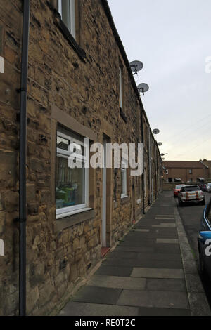 Logement en terrasses dans l'Amblève Pigeonnier Street dans l'Amblève. L'Amblève est une petite ville sur la côte nord-est de la région de Northumberland, Angleterre du Nord-Est. Banque D'Images