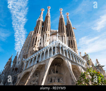 Barcelone, Espagne - 1 Nov 2018 : Temple Expiatori de la Sagrada Familia de la Sagrada Famalia. Conçu par Antoni Gaudi, UNESCO World Heritage Site. Banque D'Images