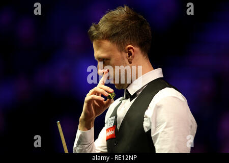 Judd Trump pendant sept jours du 2019 Dafabet Masters à Alexandra Palace, Londres. Banque D'Images