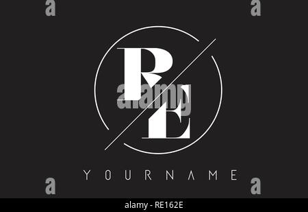 RE Lettre avec logo Cutted et recoupé et conception du châssis rond Vector Illustration Illustration de Vecteur