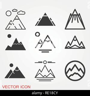 L'icône de la montagne, de l'illustration du logo, symbole vecteur pour la conception Illustration de Vecteur