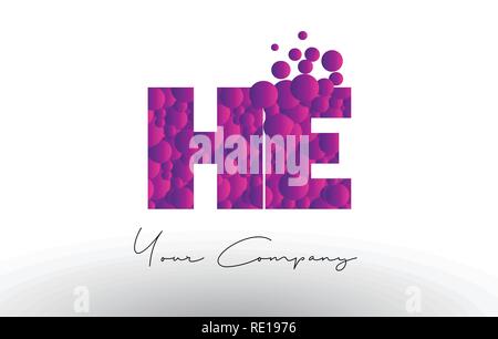 Il H E Points Lettre avec logo rose violet magenta Texture bulles vecteur. Illustration de Vecteur