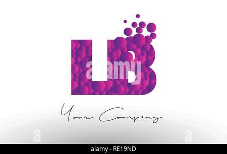 LB L B Points Lettre avec logo rose violet magenta Texture bulles vecteur. Illustration de Vecteur