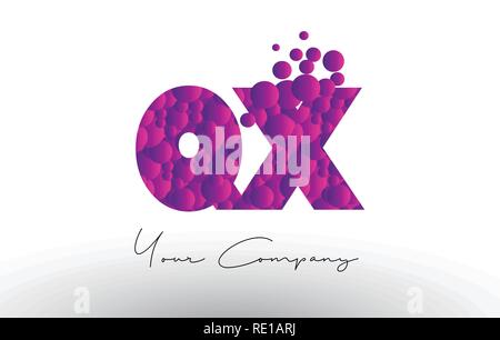 QX Q X Points Lettre avec logo rose violet magenta Texture bulles vecteur. Illustration de Vecteur