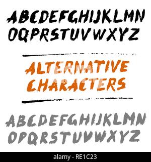 Les Majuscules Font pinceau écrit à la main avec des alternatives ABC Illustration de Vecteur