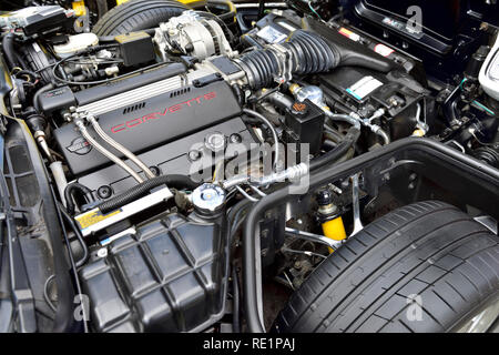 Compartiment moteur Chevrolet Corvette C4 1995 Banque D'Images