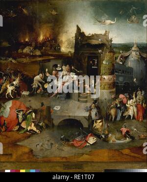 Tríptico : Las Tentaciones de San Antonio (panneau central). Musée : MUSÉE NATIONAL D'ARTE ANTIGA LISBONNE PORTUGAL. Auteur : BOSCH, HIERONYMUS. Banque D'Images