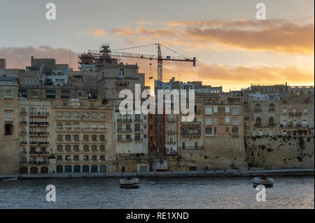 Vue sur le port de Vittoriosa, Senglea à Malte Banque D'Images