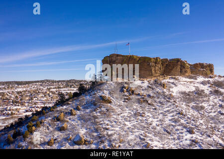 Une belle vue d'hiver Rock Park à Castle Rock après une tempête de neige. Banque D'Images