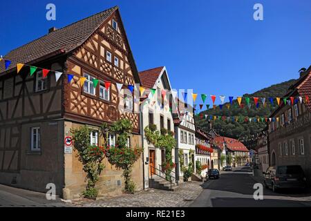 Lane dans le centre-ville historique de Zeil am Main, Hassberge, district de Basse Franconie, Bavière Banque D'Images