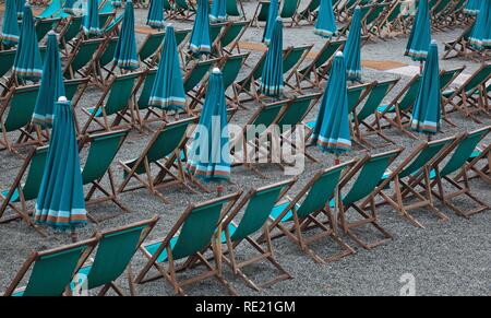 Fin de la saison sur la plage de Monterosso, Cinque Terre, Ligurie, Italie, Europe Banque D'Images