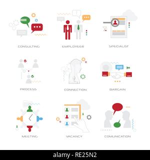 Définir les différents concepts d'affaires télévision isolé style collection Illustration de Vecteur