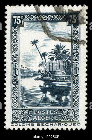 Timbre poste d'Algérie dans les paysages et bâtiments série émise en 1936 Banque D'Images