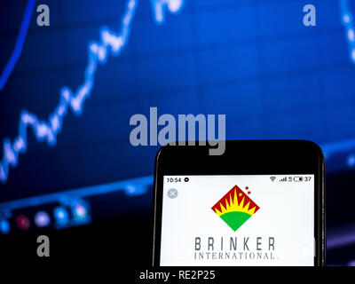 Kiev, Ukraine. 19 Jan, 2019. Brinker International Restaurant logo de l'entreprise vu affichée sur un téléphone intelligent. Crédit : Igor Golovniov SOPA/Images/ZUMA/Alamy Fil Live News Banque D'Images