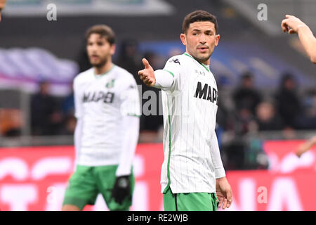 Foto Claudio Grassi/LaPresse 19 gennaio 2019 Milano (Mi) Italia sport calcio vs Inter Sassuolo - Campionato di Calcio Serie A TIM 2018/2019 - stadio Giuseppe Meazza. Nella foto : Stefano Sensi (# 12) Photo Sassuolo Claudio Grassi/LaPresse 19 janvier 2019 Milan (MI) Italy sport soccer FC Internazionale Milan vs US Sassuolo - championnat de football italien Serie A Ligue TIM 2018/2019 - stade Giuseppe Meazza. Dans le pic : Stefano Sensi (# 12) Sassuolo Banque D'Images