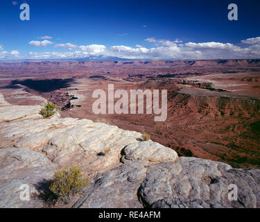 USA, Utah, Canyonlands National Park, érodés canyons de la rivière Colorado, vue sud-est de Buck Canyon Overlook, District de l'île dans le ciel. Banque D'Images