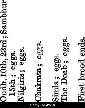 . Nidification des oiseaux de l'Inde. Un calendrier des saisons de reproduction, et un guide populaire aux habitudes et d'oiseaux hante. Les oiseaux ; les oiseaux. Avril. 93 &lt;3 i. g] 1 m O ^ ^ 60 H est un 1 M M I" §^ p o s s'IWS S3 a M O H M I M I S -S t 3 •^^1 ho ® 1. Veuillez noter que ces images sont extraites de la page numérisée des images qui peuvent avoir été retouchées numériquement pour plus de lisibilité - coloration et l'aspect de ces illustrations ne peut pas parfaitement ressembler à l'œuvre originale.. Marshall, G. F. L. (George Frederick Leycester), 1843-1934. Appuyez sur le centre de Calcutta Calcutta, Co. Banque D'Images