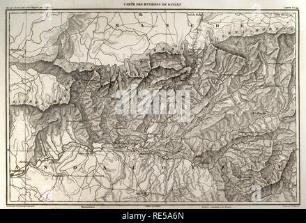 Carte Napolenic. De la ville de Bailén (province de Jaén, Andalousie, Espagne). Au cours de la guerre de l'Indépendance Espagnole il a eu lieu une bataille de Bailén, la première défaite de l'armée française, 19 juillet, 1808. Atlas de l'Histoire du Consulat et de l'Empire. Histoire du Consulat et l'Empire de la France sous Napoléon par Marie Joseph Louis Adolphe Thiers (1797-1877). Dessins par Dufour, gravures par Dyonnet. Édité à Paris, 1864. Banque D'Images