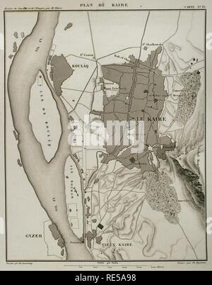 Carte de Napoléon. Ville du Caire (Égypte). Atlas de l'Histoire du Consulat et de l'Empire. Histoire du Consulat et l'Empire de la France sous Napoléon par Marie Joseph Louis Adolphe Thiers (1797-1877). Dessins par Dufour, gravures par Dyonnet. Édité à Paris, 1864. Banque D'Images