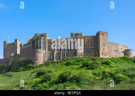 Le sud-ouest du château de Bamburgh, visage, Bamburgh Northumberland, England, United Kingdom Banque D'Images