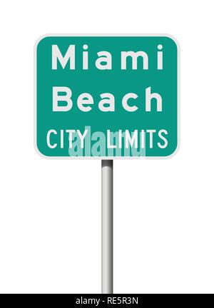 Vector illustration de la ville de Miami Beach green road sign Illustration de Vecteur