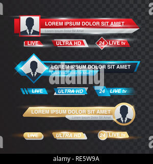 Bars, vecteur TV News bannière pour la TV en streaming la diffusion illustration vidéo Banque D'Images