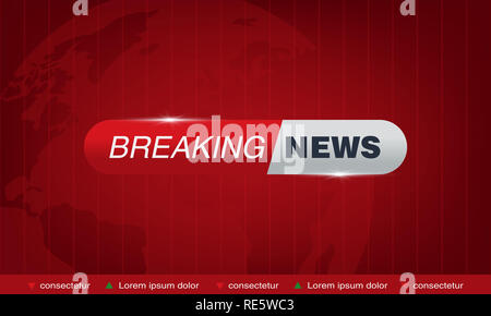 Vecteur Tv bars, breaking news, News bannière bannière pour la TV en streaming la diffusion illustration vidéo Banque D'Images