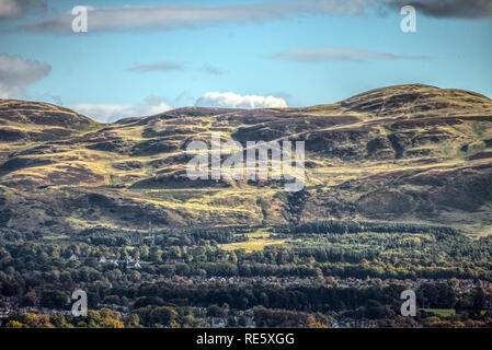 La gamme de Pentland Hills près d'Édimbourg, Écosse, Royaume-Uni, extraite du Corstorphine Hill Banque D'Images