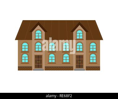 Image plate d'un immeuble de deux étages avec deux entrées Illustration de Vecteur