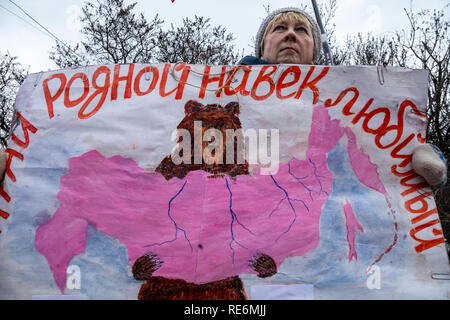 Moscou, Russie. 20 Janvier 2019 : rassemblement contre la remise des îles Kouriles au Japon Crédit : Nikolay Vinokourov/Alamy Live News Banque D'Images