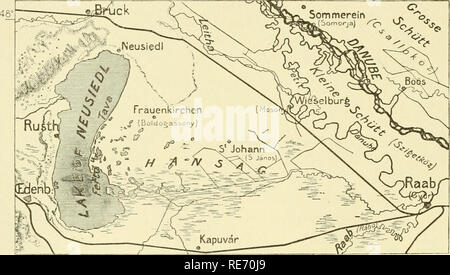 . La terre et ses habitants ... La géographie. 8H AIJSTEIA-Hongrie. Mer" par les poètes, bien que son Magyar shores ont été habitées par des Slovènes, et son nom est dérivé d'un mot slave signifiant " marais." Le Balaton rappelle en aucune façon les beaux lacs des Alpes, mais, bien qu'en partie délimité par bas marais, sa rive nord est pittoresque. Collines recouvertes de forêts ou couverte de vigne- m'attacha, vieux châteaux occupent les promontoires, villas et villages se cachent dans les vallées, et au centre du lac se dresse le cône volcanique de Tihany. L'abbaye fortifiée construite sur i Banque D'Images