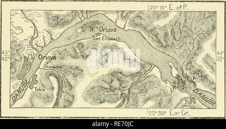 . La terre et ses habitants ... La géographie. HUNGAEY. 85 ont progressivement poussé vers l'ouest. La rive droite, d'être exposé à l'action érosive de la rivière, est élevé, tandis que la rive gauche est composé d'alluvions déposés par les rivières de la Transylvanie. Plus au sud de la Tisza donne à l'impulsion donnée par le Danube, et voyages à l'Est. À l'époque de Trajan et le plateau de Dioclétien Titel était sur la droite de la Tisza ; par la suite, il est devenu une île ; et maintenant le fleuve coule à l'est de celui-ci. En voyageant vers l'ouest la Tisza a laissé derrière elle je Banque D'Images